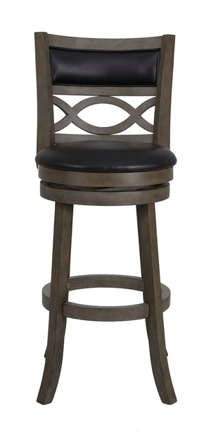 New Classic Manchester 29-Inch Upholstered Barstool with Black Polyurethane Cushions in Gray
