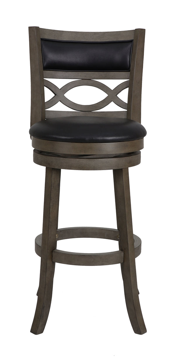 New Classic Manchester 29-Inch Upholstered Barstool with Black Polyurethane Cushions in Gray