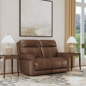 Flexsteel Zero Gravity Alexander Leather Power Reclining Loveseat with Power Headrest & Lumbar in Khaki
