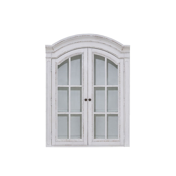 Liberty Furniture Magnolia Manor Antique White & Weathered Bark 2-Piece Bunching Display Cabinet Set with LED Lighting