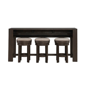 Liberty Furniture Lennox Hill Bark 4-Piece Console Bar Table & 3 Upholstered Swivel Console Stools Set with USB