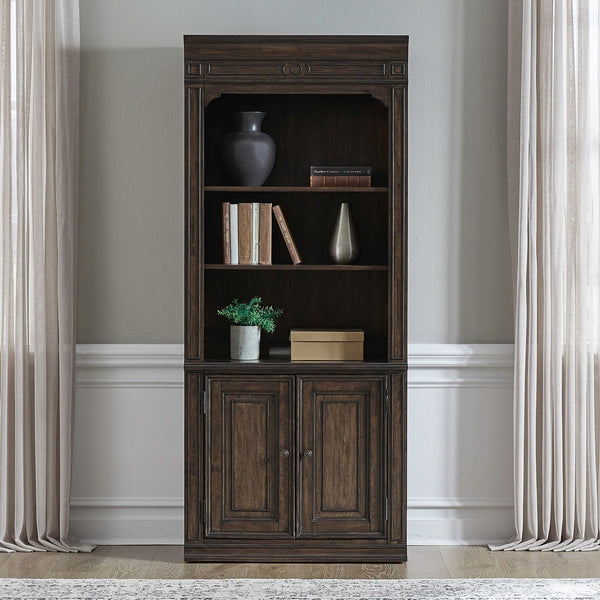 Liberty Furniture Provence Park Chateau Brown 2-Piece Bunching Bookcases Set with Shaped Decorative Bead Molding
