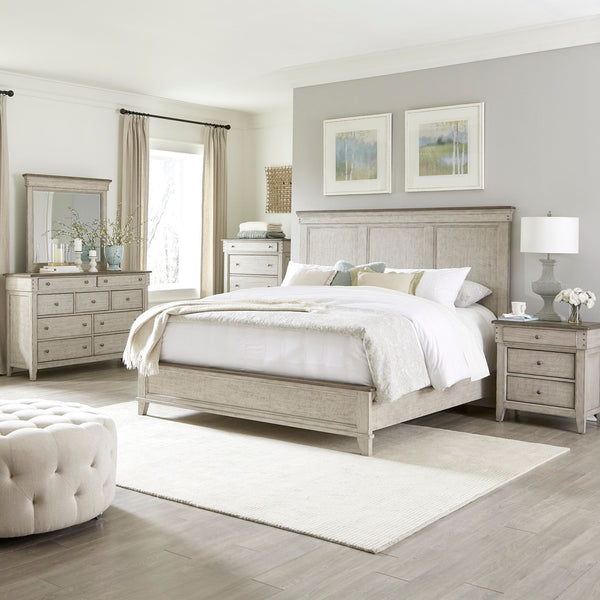 Liberty Furniture Ivy Hollow Weathered Linen With Dusty Taupe Tops California King Panel Bed
