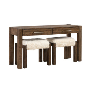 Liberty Furniture Broadmore Cobblestone Brown 3-Piece Console Table & 2 Upholstered Console Stools Set