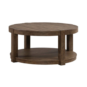 Liberty Furniture Broadmore Cobblestone Brown Round Cocktail Table with Casters