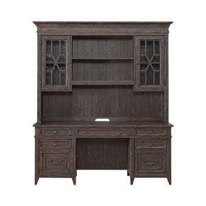 Liberty Furniture Paradise Valley Saddle Brown Credenza & Hutch Set with Bead Molding