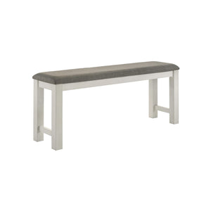 Liberty Furniture Brook Bay Textured White With Carbon Gray Tops Upholstered Counter Bench