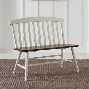 Liberty Furniture Al Fresco Graphite & Whitestone Two-Tone Slat Back Bench