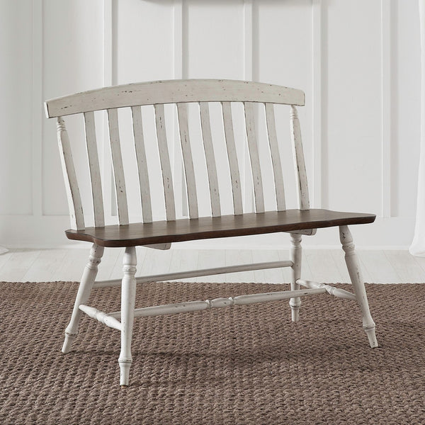 Liberty Furniture Al Fresco Graphite & Whitestone Two-Tone Slat Back Bench