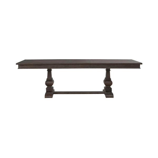 Liberty Furniture Paradise Valley Saddle Brown 6-Piece Trestle Table, 4 Leather Like Upholstered Side Chairs, & Ladder Back Bench Set