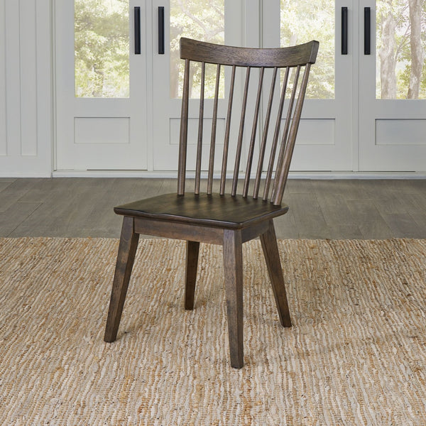 Liberty Furniture Midland Falls Rustic Brown 6-Piece Casual Dining Rectangular Leg Table, 4 Spindle Back Chairs & Bench Set