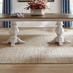 Liberty Furniture Magnolia Manor Antique White & Weathered Bark Double Pedestal Table