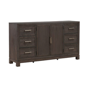 Liberty Furniture Modern Edge Caffe 2-Door 6-Drawer Dresser with Raised Block Base