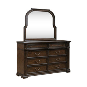 Liberty Furniture Provence Park Chateau Brown Dresser & Mirror Set with Bead & Graduated Molding