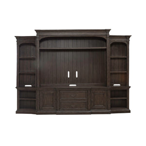 Liberty Furniture Paradise Valley Saddle Brown Entertainment Center with Piers & LED Lighting