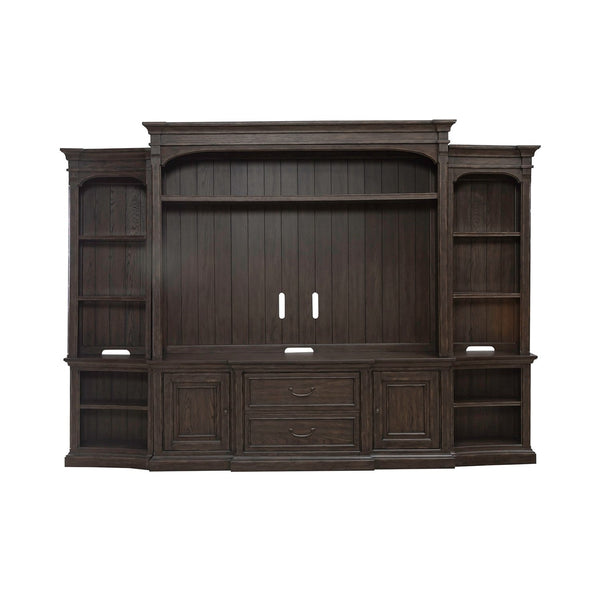 Liberty Furniture Paradise Valley Saddle Brown Entertainment Center with Piers & LED Lighting