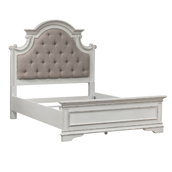 Liberty Furniture Magnolia Manor Antique White & Weathered Bark Full Tufted Upholstered Bed