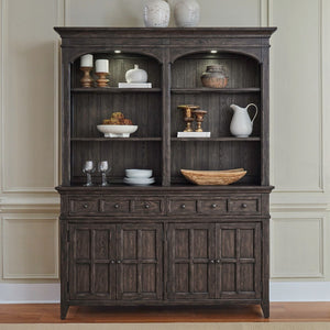 Liberty Furniture Paradise Valley Saddle Brown Hutch & Buffet with LED Lighting