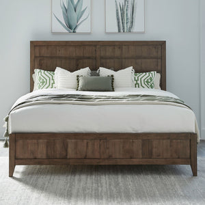 Liberty Furniture Shaker Lakes Harvest Brown King Panel Bed with Framed Center Panels
