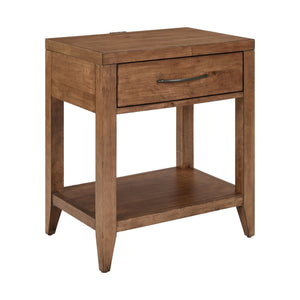 Liberty Furniture Shaker Lakes Harvest Brown Open Nightstand With Charging Station