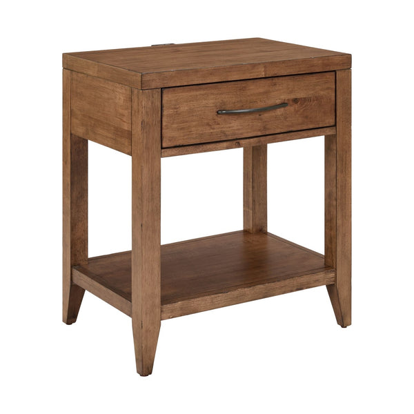 Liberty Furniture Shaker Lakes Harvest Brown Open Nightstand With Charging Station