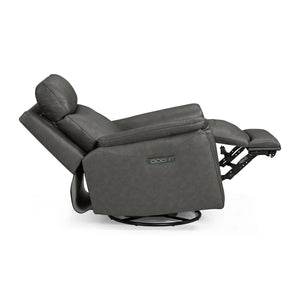 Liberty Furniture Rowland Aline Coal Leather Swivel Glider Triple Power Recliner with USB