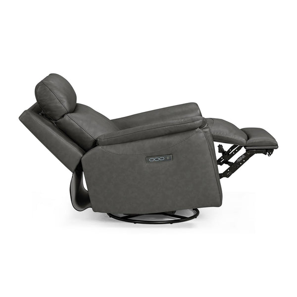 Liberty Furniture Rowland Aline Coal Leather Swivel Glider Triple Power Recliner with USB