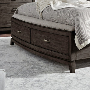 Liberty Furniture Avalon Coffee Bean Queen Upholstered Storage Bed with Nail Head Trim