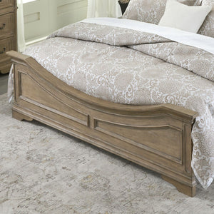 Liberty Furniture Magnolia Manor Weathered Bisque Queen Panel Bed with Intricate Bead Molding