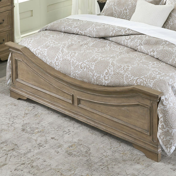 Liberty Furniture Magnolia Manor Weathered Bisque Queen Panel Bed with Intricate Bead Molding