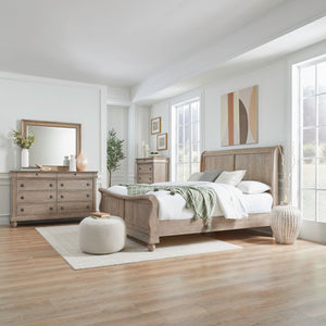 Liberty Furniture Rustic Traditions Saddle Tan Classic Louis Philippe Queen Sleigh Bed
