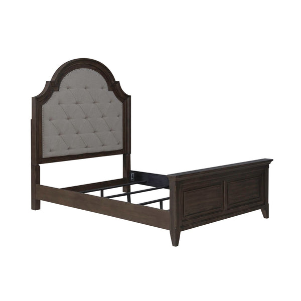 Liberty Furniture Paradise Valley Saddle Brown Queen Upholstered Bed with Bead Molding