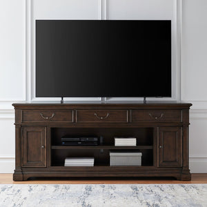 Liberty Furniture Fireplace TV 84-Inch Console with Antique Brass Bail & Knob Hardware