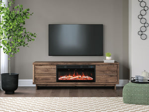 Zadilyn 72-Inch TV Stand with Electric Fireplace Brown