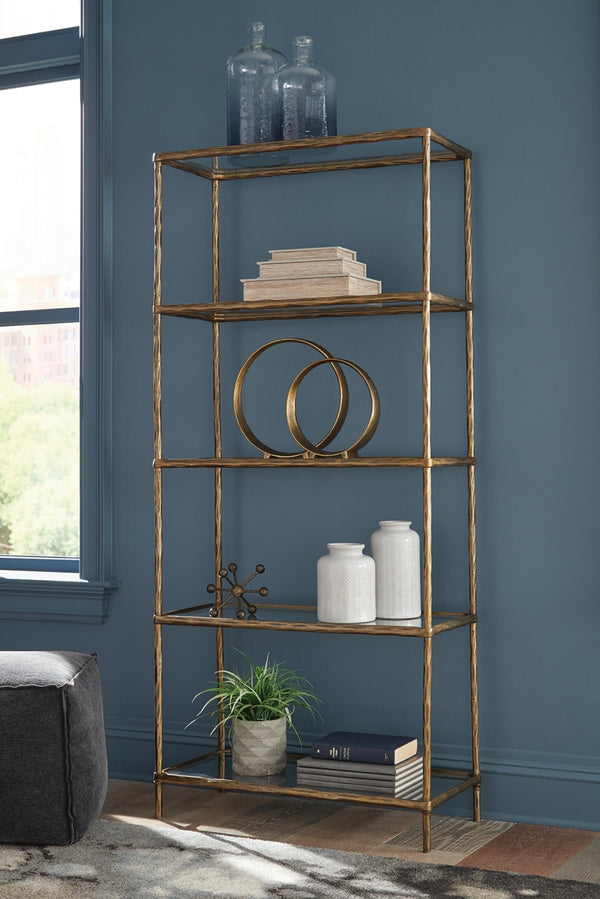 Ryandale Bookcase Antique Brass Finish