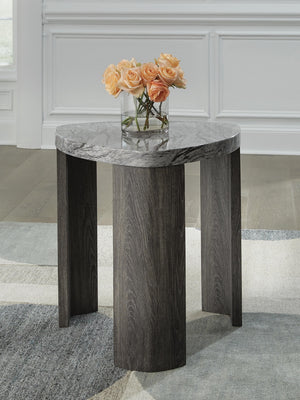 Surmour Triangle End Table Gray/Brown