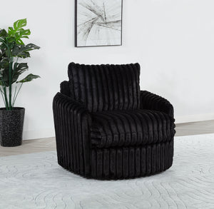 Coaster Sarco Corduroy Upholstered Swivel Accent Arm Chair Black