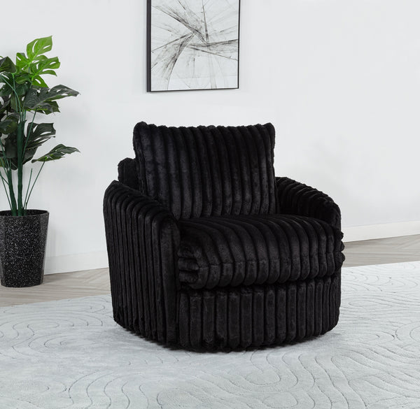 Coaster Sarco Corduroy Upholstered Swivel Accent Arm Chair Black