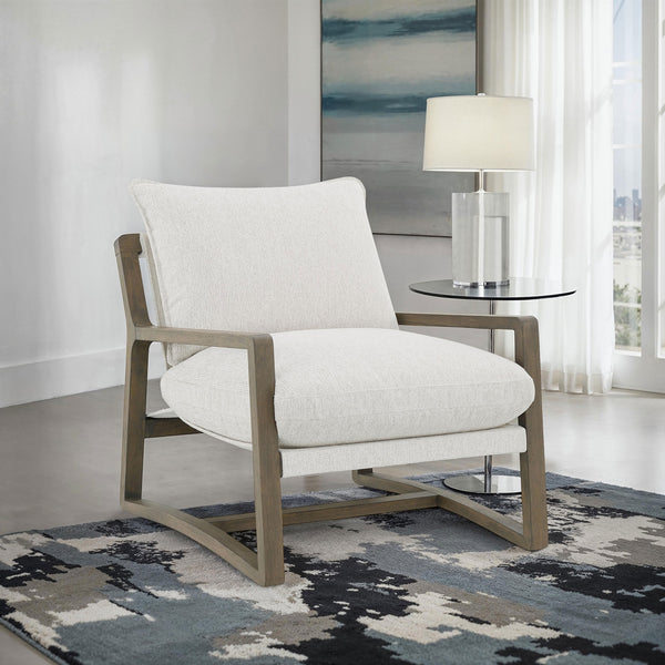 Coaster Geneva Boucle Upholstered Wood Arm Accent Chair Sand