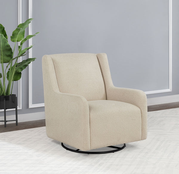 Coaster Serra Boucle Upholstered Swivel Glider Sandy Beige