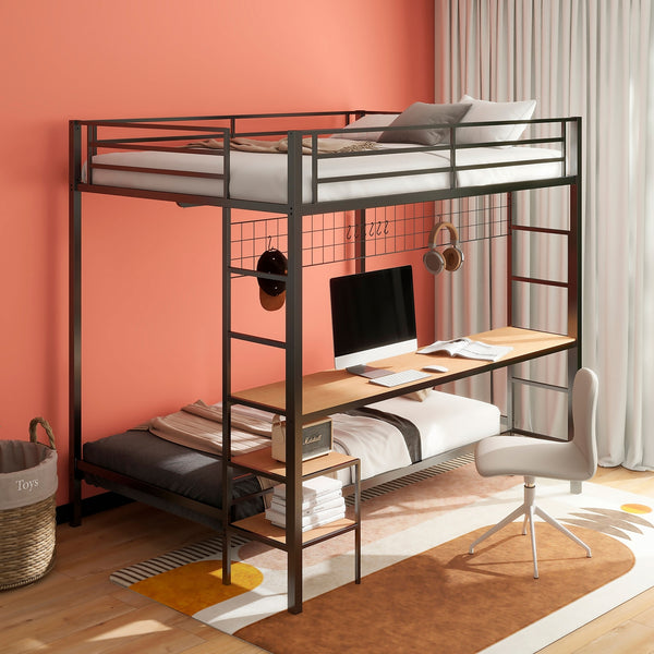 Coaster Campus Metal Full Over Twin Workstation Bunk Bed Matte Black