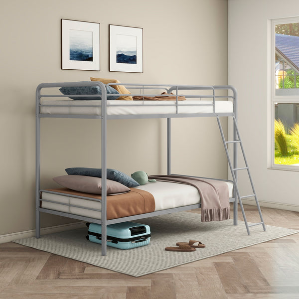 Coaster Carson Metal Twin Over Twin Bunk Bed Glossy Silver