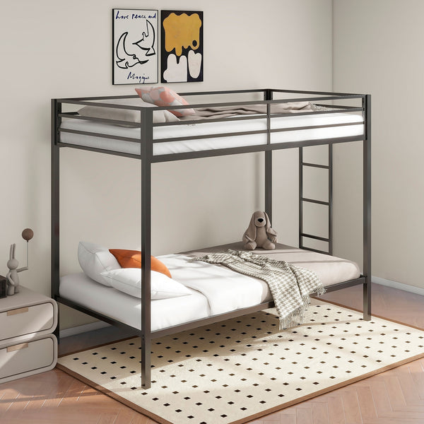 Coaster Alevera Metal Twin Over Twin Bunk Bed With Ladder Black