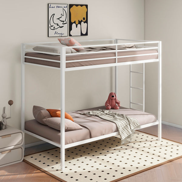 Coaster Alevera Metal Twin Over Twin Bunk Bed With Ladder White