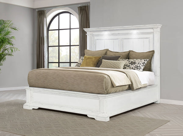 Coaster Mckinney California King LED Light Panel Bed Vintage White