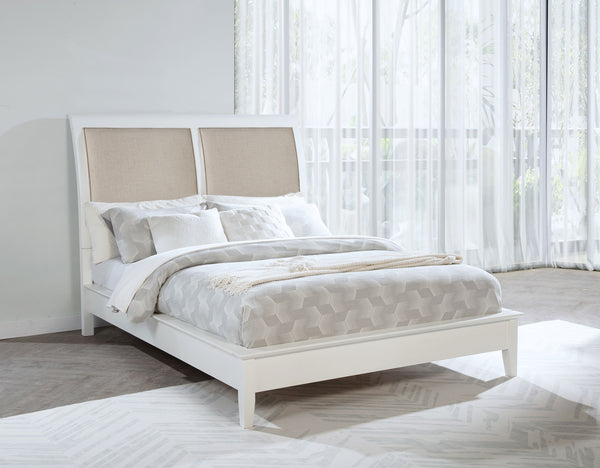 Coaster Bexhill 56-Inch Upholstered California King Panel Bed White