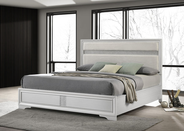 Coaster Miranda 54-Inch Upholstered California King Panel Bed White