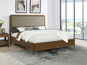 Coaster Maderia 57-Inch Upholstered California King Panel Bed Walnut