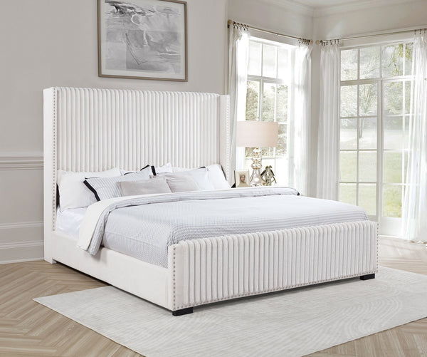 Coaster Natasha 65-Inch Upholstered California King Bed Cream