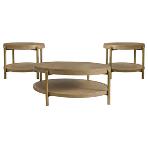 Coaster Arini 3-Piece Round Coffee & End Table Set Sand Wash